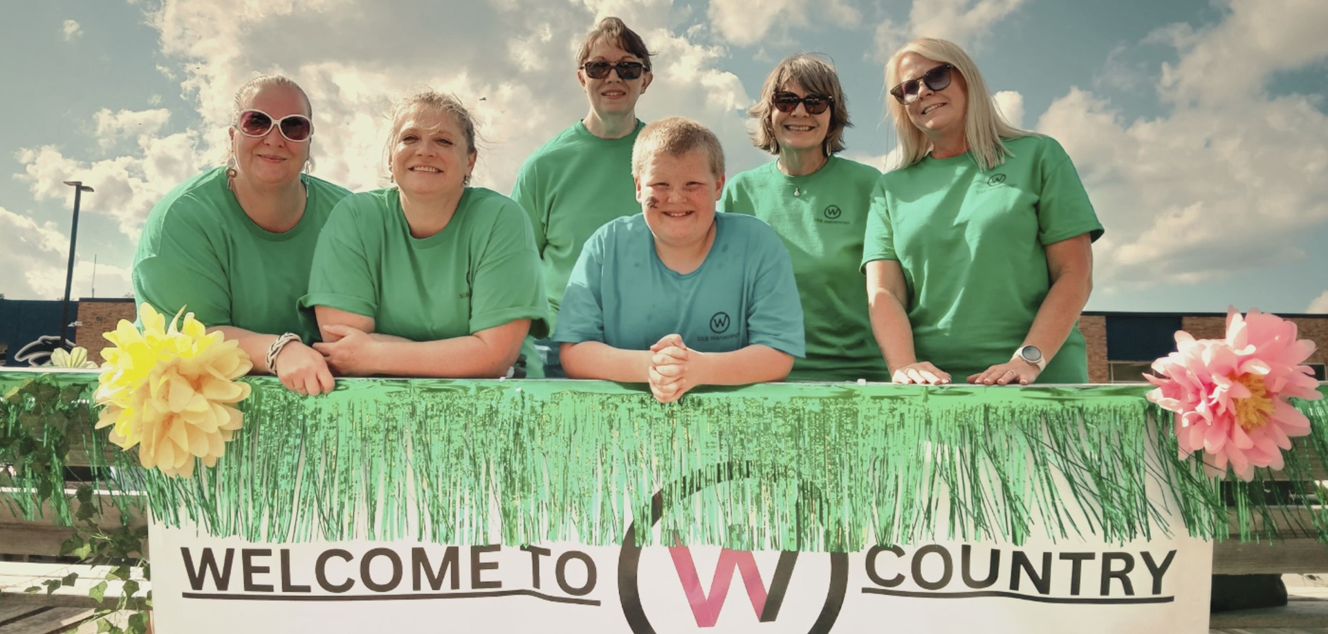 Group photo on parade float